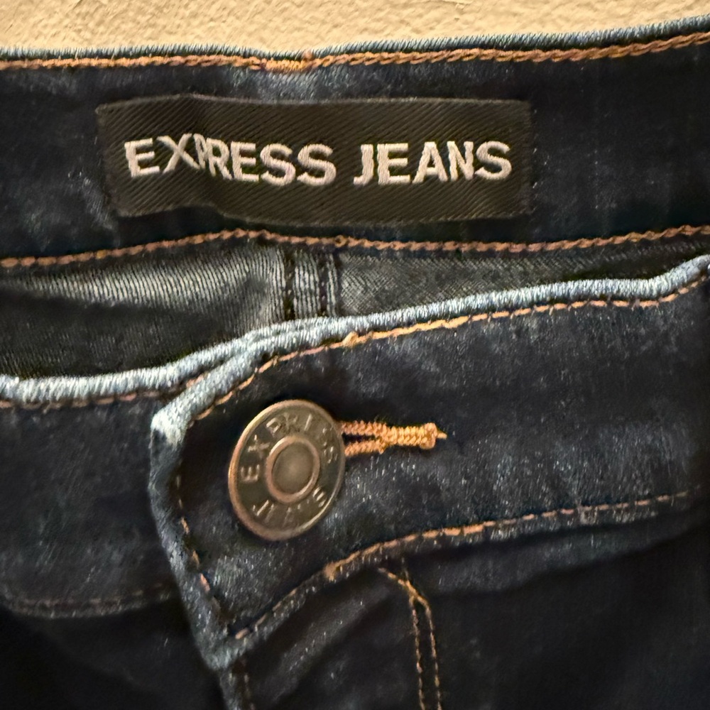 Express Barely Boot Mid Rise Dark Wash Indigo Denim Jeans 12R RN55285 - Picture 2 of 6